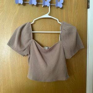 H&M Cropped Tan Brown Top